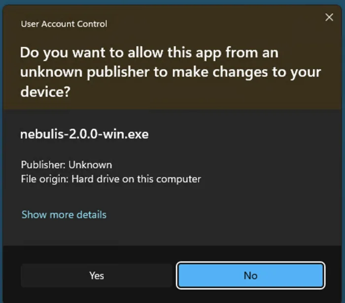 The Nebulis setup wizard welcome page.